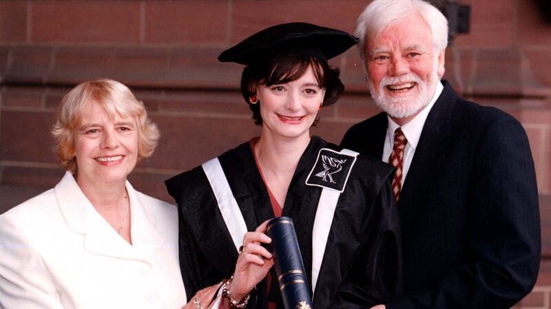 Cherie Booth with her parents Gale and Tony Booth after receiving an honorary fellowship from John Moore’s University. in 1997. Photograph: Peter Wilcock/PA Wire