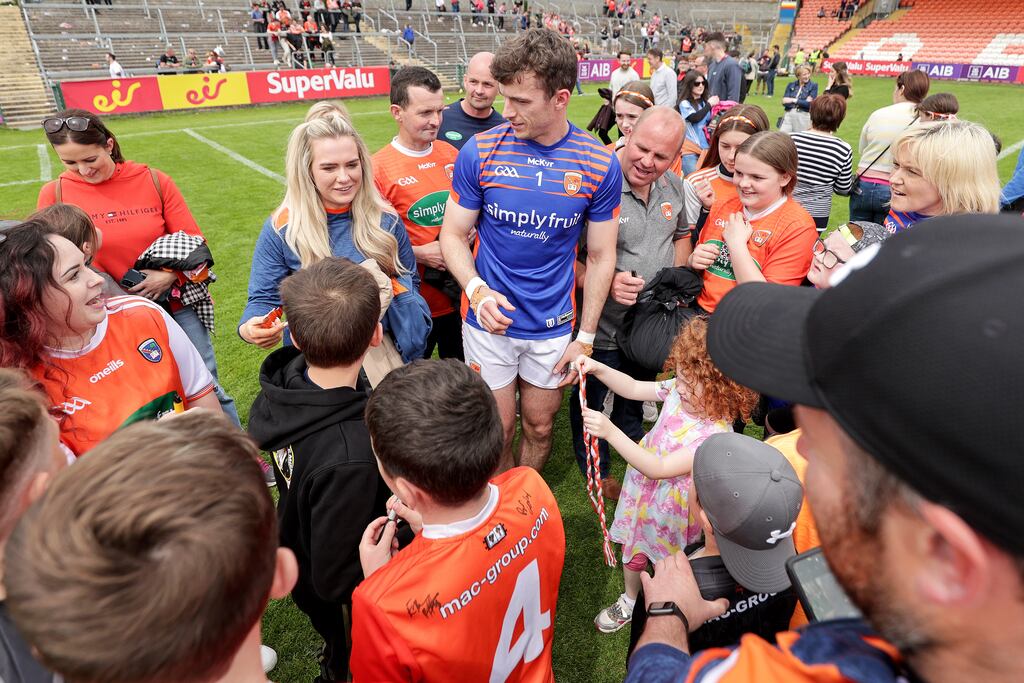 Armagh goalkeeper Ethan Rafferty has been showing his positional versatility. Photograph: Laszlo Geczo/Inpho