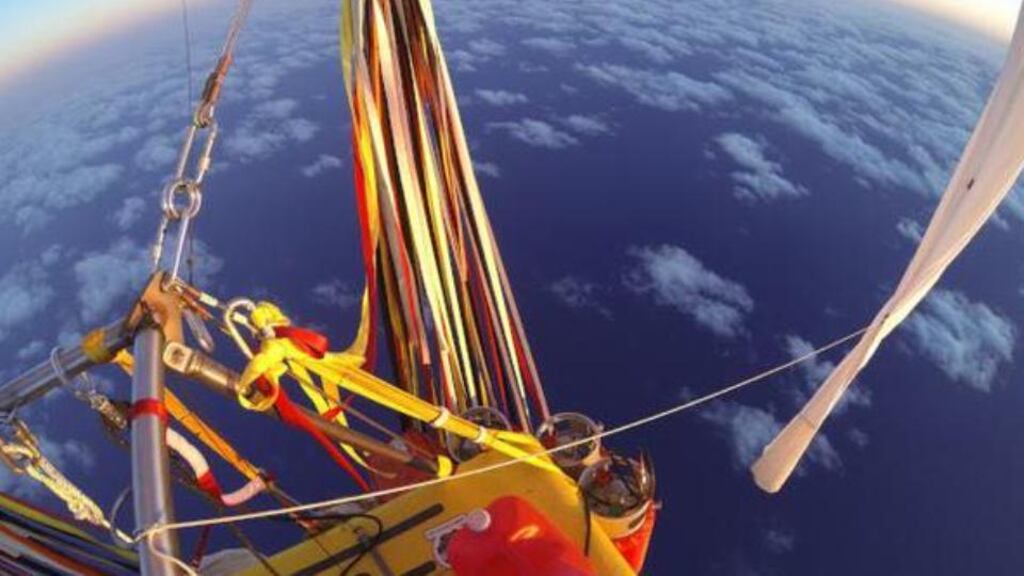 The first photo taken from the Two Eagles capsule after take-off from Japan. Photograph: @TwoEaglesTeam