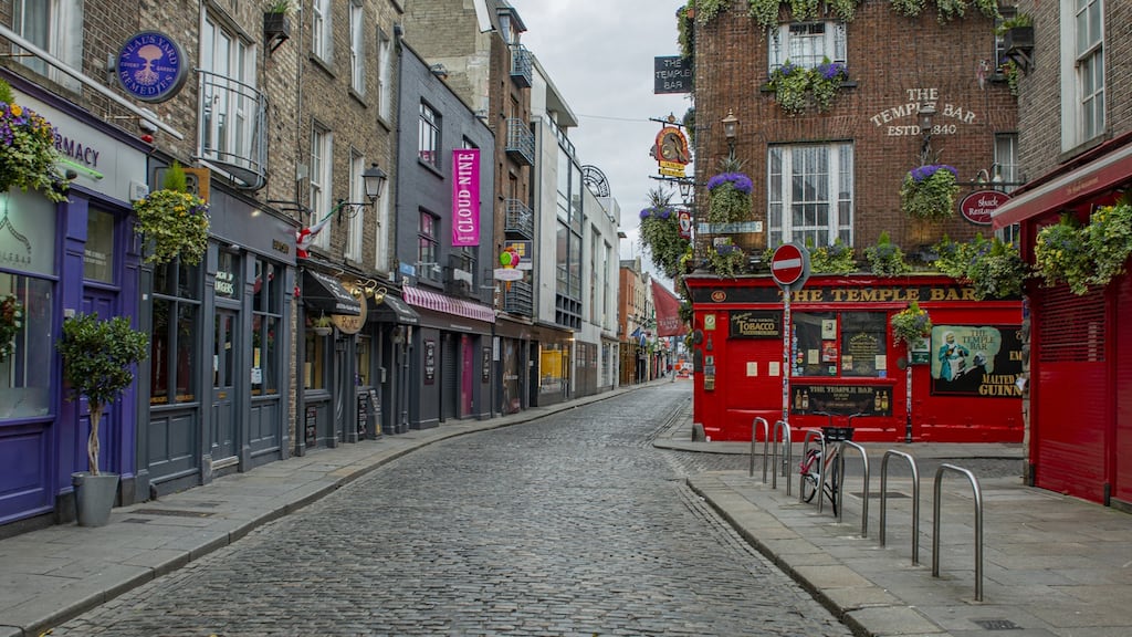 Temple Bar, Dublin. ‘The lifebloods have always been offices, retail and tourism, and over the last year, these have been essentially non-existent. The focus has shifted, and the city needs to react appropriately.’ Photograph: iStock