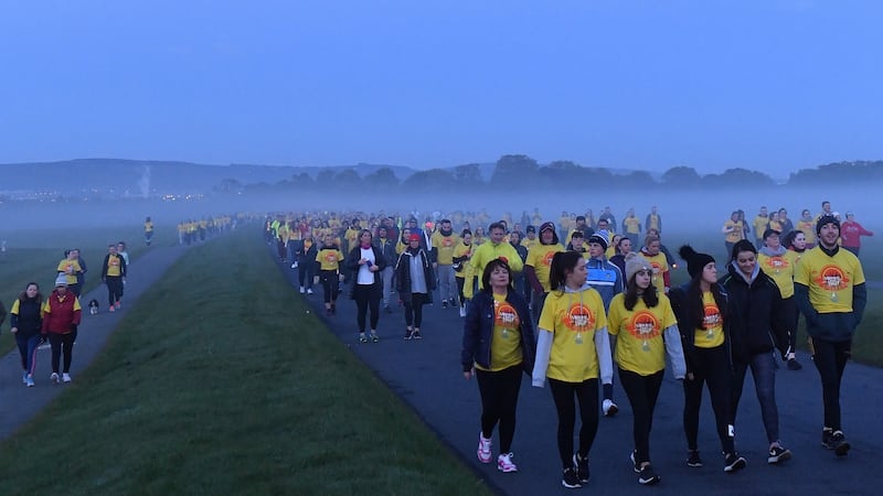 Participants pictured at the annual Darkness Into Light fundraising event in Dublin’s Phoenix Park with Pieta House and Electric Ireland. Photograph: Harry Murphy/Sportsfile