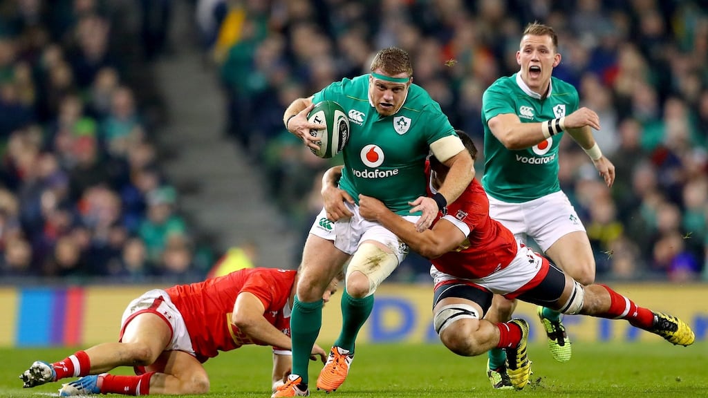 Ireland’s Sean Cronin in action with Canada’s Lucas Rumball at the Aviva in 2016. Cronin’s impact off the bench as a ball-carrier gives him an X-factor which none of the other Irish hookers possess. Photograph: James Crombie/Inpho