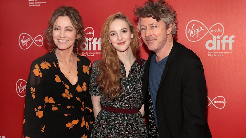 Actors Orla Brady, Ann Skelly and Aidan Gillen pictured at the Virgin Media Dublin International Film Festival Irish Premiere screening of Rose Plays Julie at the Lighthouse Cinema,Dublin. Photograph: Brian McEvoy
