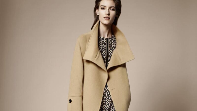Camel open-collar coat, €450 (dress, €300) by Jaeger at Arnotts