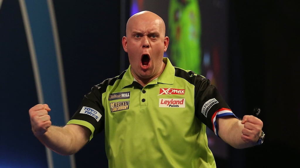 Michael Van Gerwen: beat Michael Smith became world champion at the William Hill World Darts Championships at Alexandra Palace, London. Photograph: Steven Paston/PA