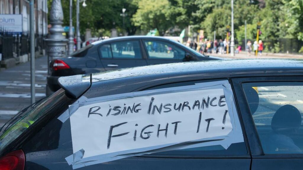 A group named Underground Ireland organised a protest against sharp increases in the cost of motor insurance, in Dublin today. However, the turnout was low. Photograph: Dave Meehan/The Irish Times