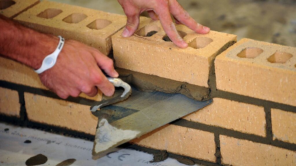 A trainee bricklayer at work. Photograph: Ian Nicholson/PA Wire