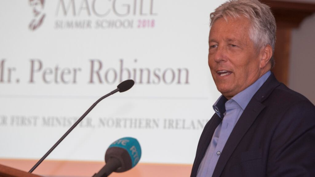 Former NI first minister Peter Robinson told   the MacGill Summer School in Glenties that the Republic’s relationship with the North  will never be the same again after Brexit. Photograph: North West Nespix