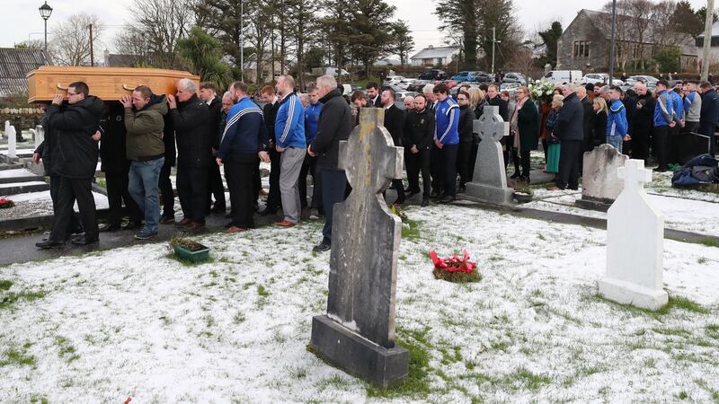 The funeral of John Harley at St Finian’s Church in Falcarragh. Photograph: Niall Carson/PA Wire