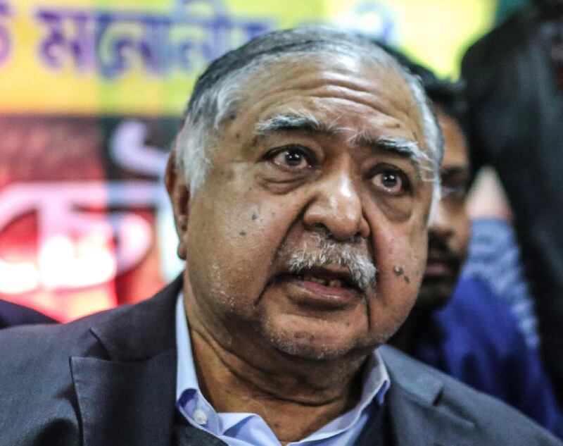 Kamal Hossain, Bangladeshi lawyer and leader of the National Unity Front Alliance, speaks to the media in Dhaka on December 30th Photograph: Rehman Asad/AFP/Getty