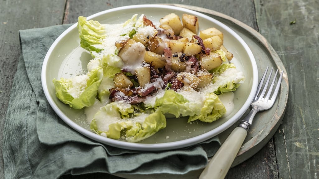 Hot potato and bacon salad with ranch dressing. Photograph: Harry Weir