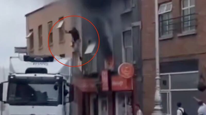 Footage posted online captured a truck driver saving a man from a burning building on Granby Row in Dublin’s north inner city.