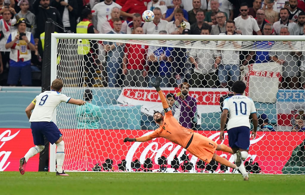 England's Harry Kane misses from the penalty spot during his team's World Cup quarter final defeat to France. Photograph: PA