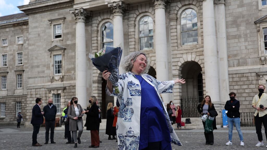 Trinity College Dublin’s first female provost Prof Linda Doyle: Men are likely to produce more publications and have higher citations and more research funding – partly because they are men in male-dominated institutions. Photograph: Nick Bradshaw