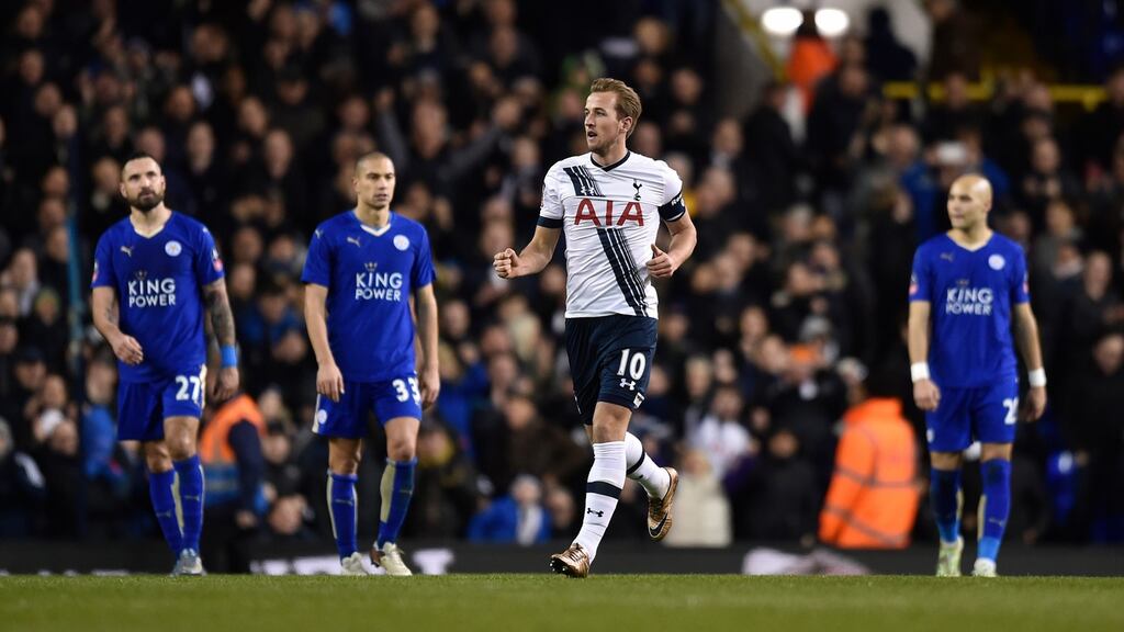 Harry Kane’s late penalty gave Spurs an FA Cup lifeline as they drew 2-2 with Leicester City at White Hart Lane. Photograph: Reuters