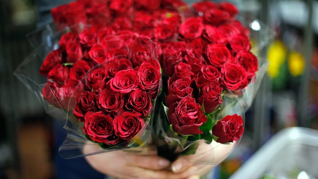 Irish romantics spent more on Valentine’s Day flowers than their loved-up peers in countries across Europe, a Visa survey suggests. File photograph: Ina Fassbender/EPA