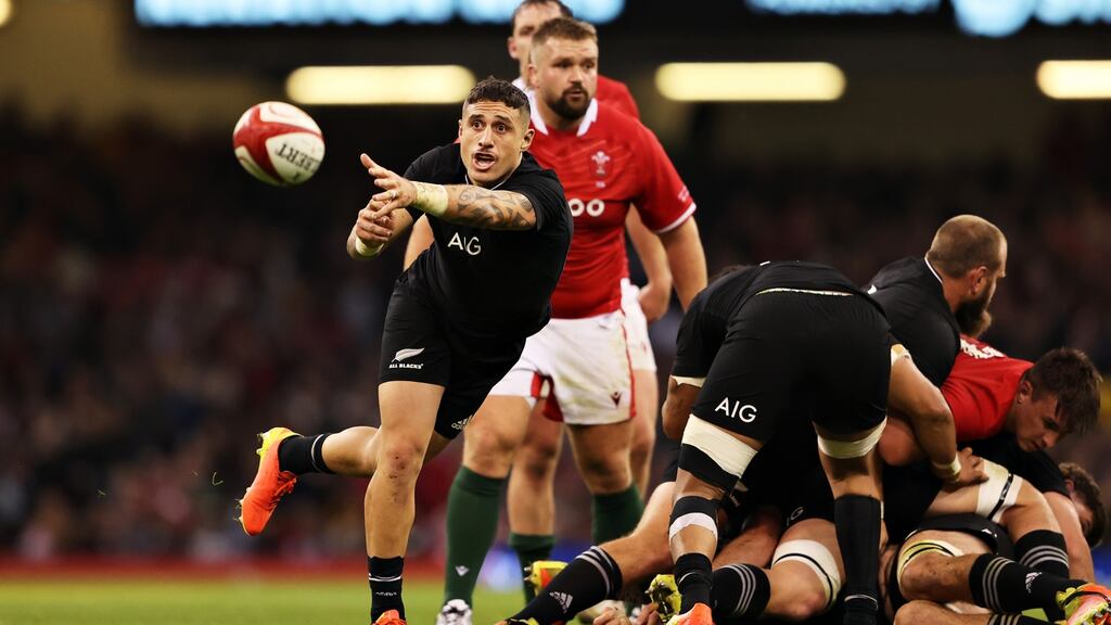 TJ Perenara could face up against former teammate Jamison Gibson-Park when the All Blacks meet Ireland in Dublin. Photograph: Warren Little/Getty