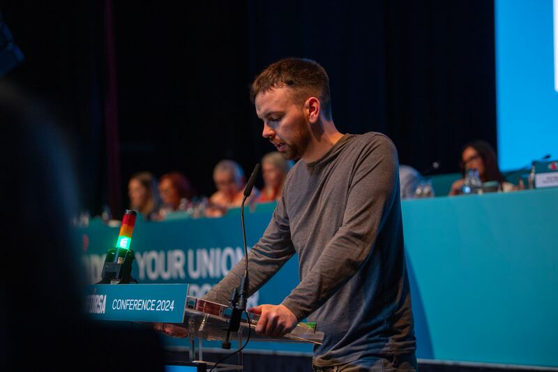 Brian Dooley at the Fórsa conference in Killarney on Friday. Photograph: Domnick Walsh/Eye Focus