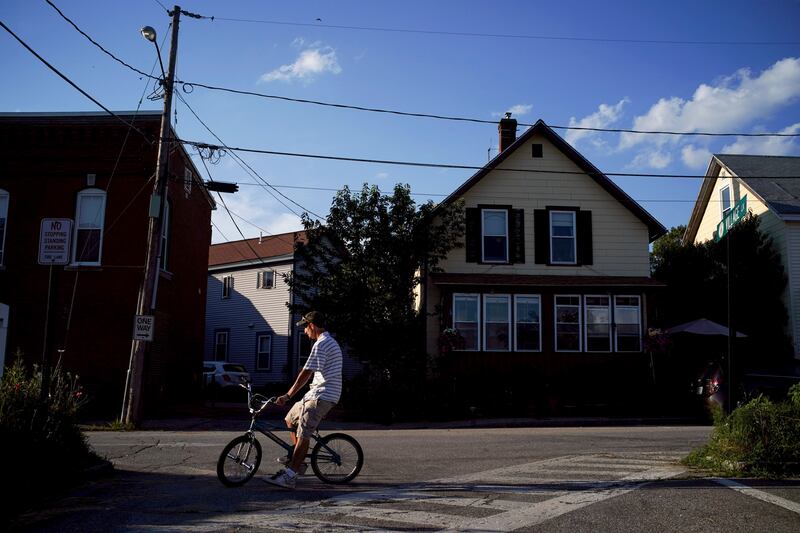 Patrick rode his bicycle near his mother’s home in Pembroke.