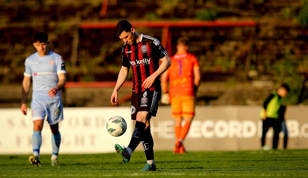 Bohemians’ Ali Coote during his team's defeat to Derry City on Friday night. Photograph: Ryan Byrne/Inpho