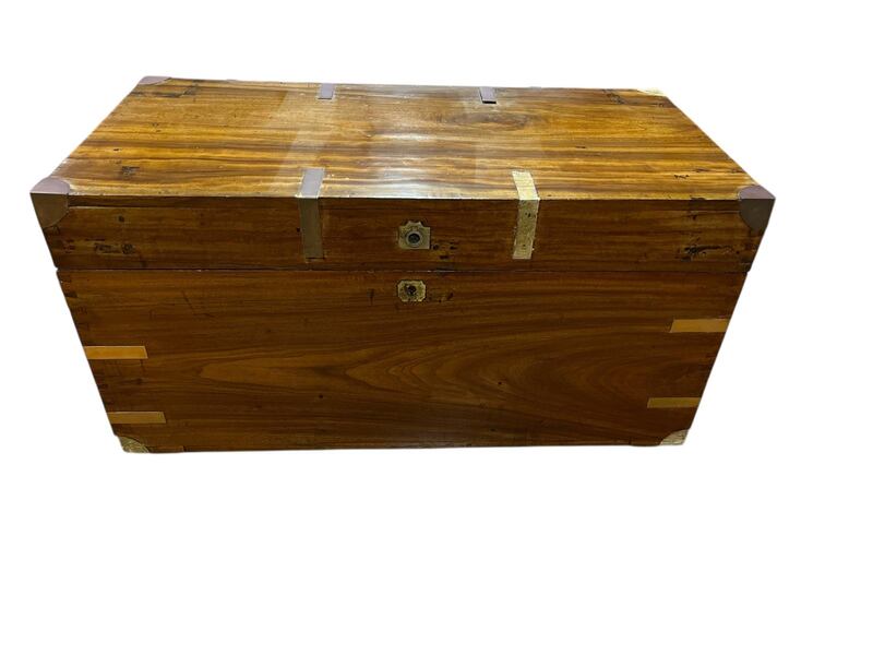 Vintage camphorwood brass-bound trunk (€100-€200) at Mullen's timed online auction, which begins to end on Sunday, July 20th, at 6pm