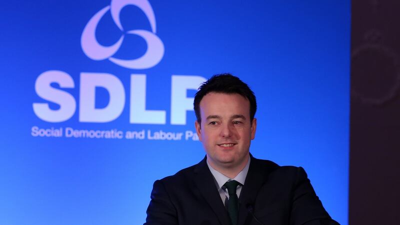 SDLP Leader Colum Eastwood at the conference. Photograph by Declan Roughan