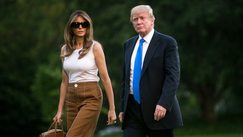 Melania Trump at the White House: the first lady arriving on Sunday. Photograph: Al Drago/New York