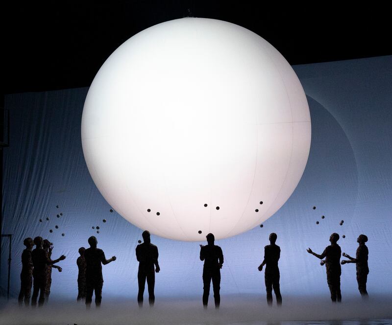 A juggling troupe provides a visual representation of the spiraling rhythms of the music in the Philip Glass opera Akhnaten at the Metropolitan Opera in New York in 2019. Photograph: Sara Krulwich/The New York Times