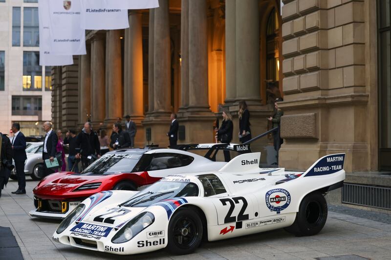 A 1971 Porsche 917 KH sports-cars outside the Frankfurt Stock Exchange, Photographer Alex Kraus/Bloomberg
