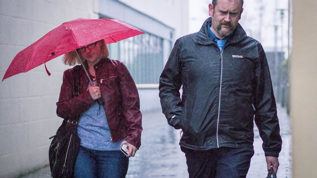 Paul Fitzgerald and his girlfriend Aoife O’Gorman leaving Castlebar Coroner’s Court, Co Mayo, after the inquest into the deaths of his parents Tom and Kitty Fitzgerald. Photograph : Keith Heneghan
