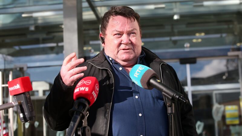 Abuse survivor Damien Hetherington speaks to the media outside the Dublin Circuit Criminal Court after John McClean was sentenced to eight years in jail. Photograph: Laura Hutton/The Irish Times