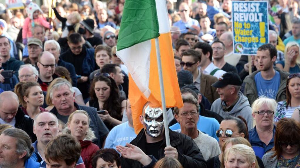 People taking part in a recent anti-water charges protest march, in O’Connell Street, Dublin. Photograph: Eric Luke / The Irish Times