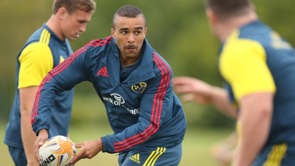 Munster’s Simon Zebo during training. Photograph: Billy Stickland/Inpho