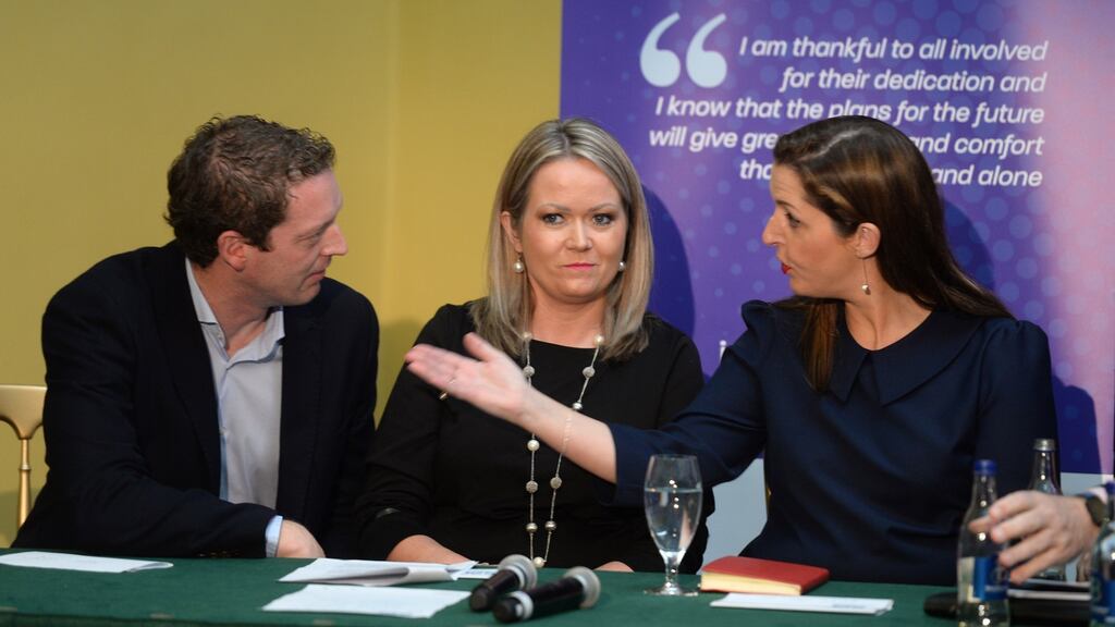 At the formal launch of 221+ CervicalCheck Patient Support Group were, from left, Stephen Teap, Lorraine Walsh and Vicky Phelan. Photograph: Dara Mac Dónaill