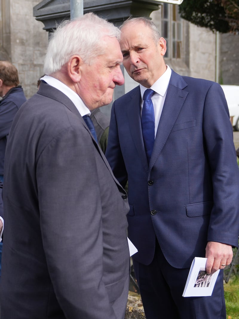 Fianna Fáil leader and Taoiseach Micheál Martin (right) with former taoiseach Bertie Ahern. Photograph: Niall Carson/PA Wire