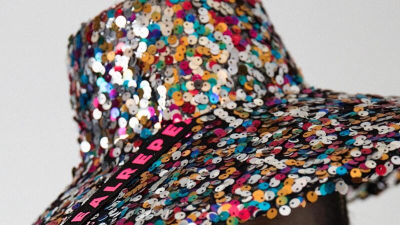 A specially made sequinned hat by Margaret O’Connor on sale at the Repeal event in Atrium €550. Photograph:  Eilish McCormack