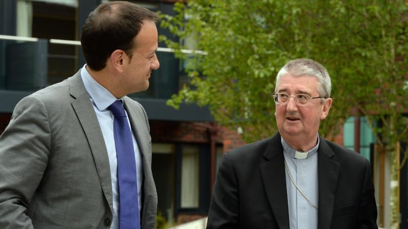 Minister for Health Leo Varadkar with Archbishop of Dublin Dirmuid Martin in Blanchardstown. Photograph: Cyril Byrne