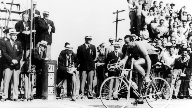 Italy’s Ercole Baldini on the way to winning the men’s road-race at the Melbourne Olympics in 1956. Photograph: Ullstein Bild via Getty Images
