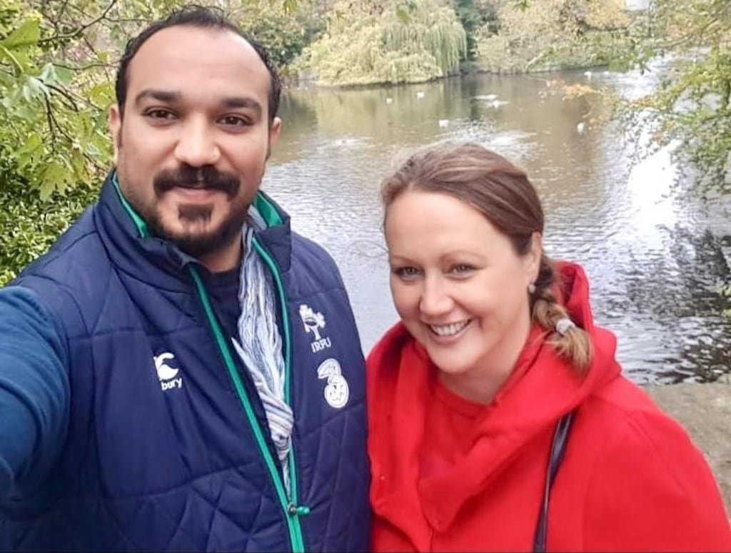 Yasser Eljuboori, who has been detained in Iraq, and his wife Laura Wickham