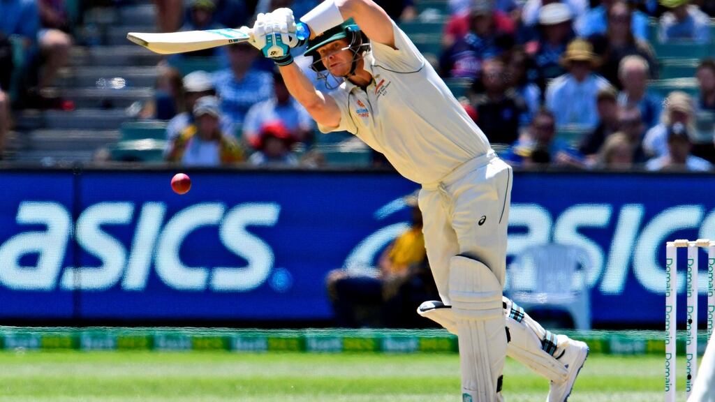 Australian batsman Steve Smith plays a shot on the first day of the second Test match against New Zealand at the MCG in Melbourne. Photograph: William West/AFP via Getty Images