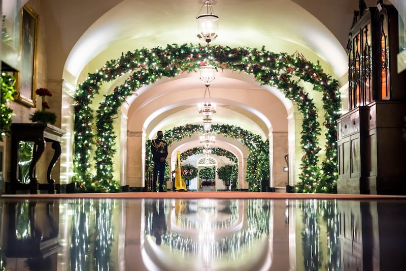White House Christmas: the Center Hall. Photograph: Jim Lo Scalzo/EPA