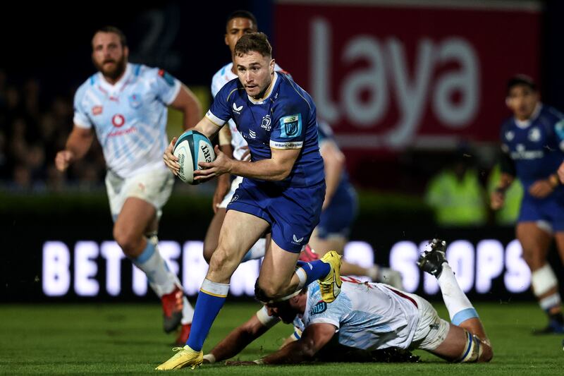 Leinster's Jordan Larmour in action for Leinster against Bulls. Photograph: Ben Brady