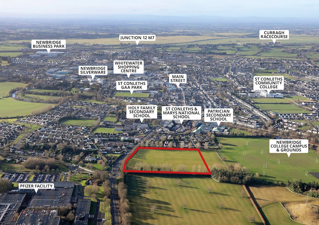 An aerial view of the Dominican Order lands at Old Connell in Newbridge, Co Kildare: The order has decided to sell the lands following a review of its property holding.