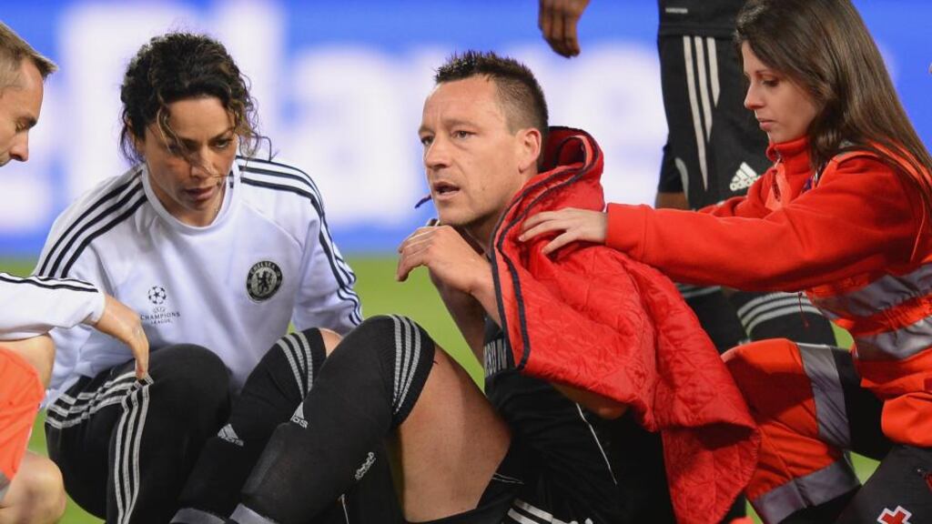 Chelsea manager Jose Mourinho believes John Terry will only play again if they reach the Champions League Final after picking up an injury in the semi-final first leg against Atletico Madrid in Spain on Tuesday night. Photograph:   Mike Hewitt/Getty Images