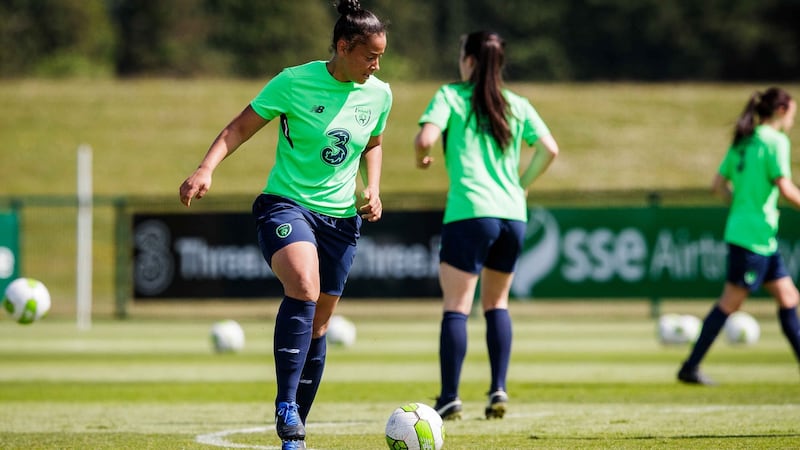Rianna Jarrett trains with the Republic of Ireland Women’s squad last month. Photograph: Ryan Byrne/Inpho