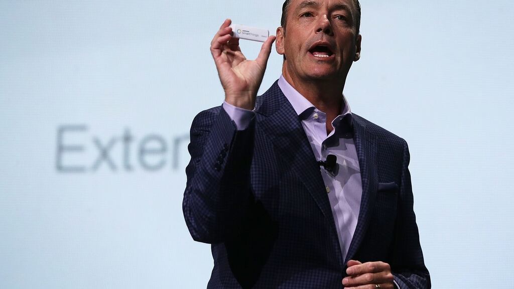 President of Samsung Electronics America Tim Baxter with the Samsung SmartThings Extend. Photograph: Alex Wong/Getty Images