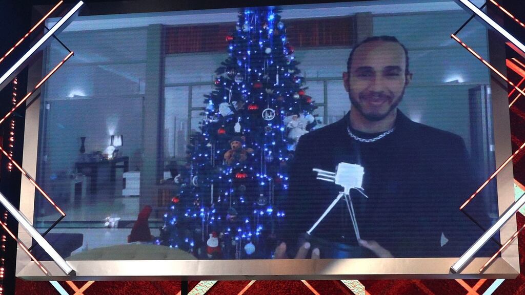 Lewis Hamilton after winning the BBC Sports Personality of the Year award. Photograph: PA