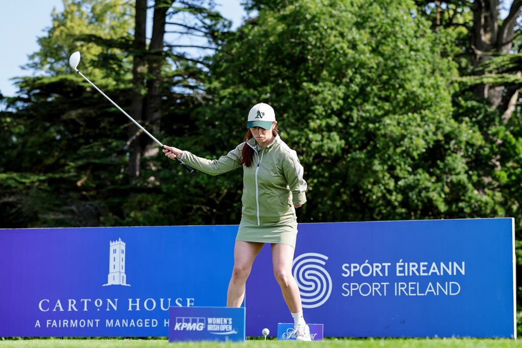 Paralympic champion Ellen Keane gets in the swing of things at Carton House, Co Kildare, ahead of the KPMG Women's Irish Open. Photograph: Laszlo Geczo/Inpho