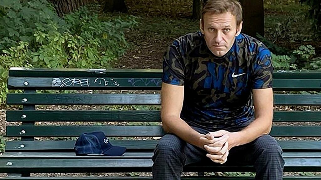 Image posted on September 23rd on the Instagram account of @navalny shows Russian opposition leader Alexei Navalny sitting on a bench in Berlin. Photograph: @navalny/AFP via Getty