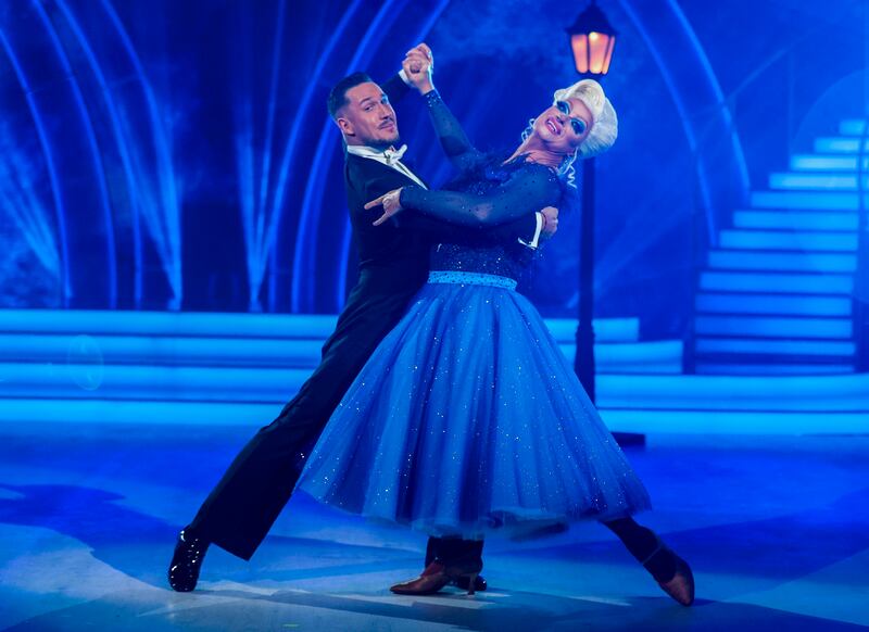 Dancing with the Stars: Panti Bliss and Denys Samson score 19 points for their waltz. Photograph: Kyran O’Brien/kobpix/RTÉ